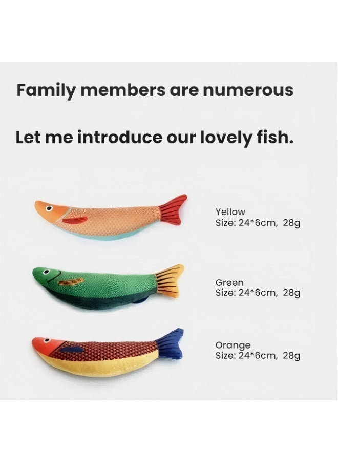 لعبة قطط، لعبة قطط ثلاثية القطع على شكل سمكة واقعية، ناعمة ومتينة. لعبة قطط تفاعلية داخلية، تشجع القطط الصغيرة على ممارسة الرياضة. لعبة نبتة القطط مصنوعة من خامة الخيش المتينة، مثالية للمضغ. - Image 3